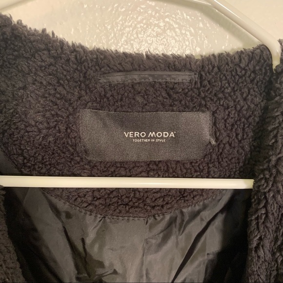 Vero Moda Starlight Jacket Black Sequin Teddy Bomber - Picture 10 of 12